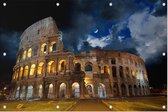 Avondsetting met maan bij Colosseum in Rome - Foto op Tuinposter - 60 x 40 cm