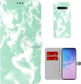 Voor Samsung Galaxy S10 Cloud Fog Pattern Horizontal Flip Leather Case met Houder & Card Slot & Wallet (Mint Groen)