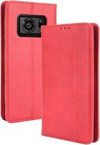 Voor Sharp Aquos R6 Magnetische Gesp Retro Crazy Horse Textuur Horizontale Flip Lederen Case met Houder & Kaartsleuven & Fotolijst (Rood)