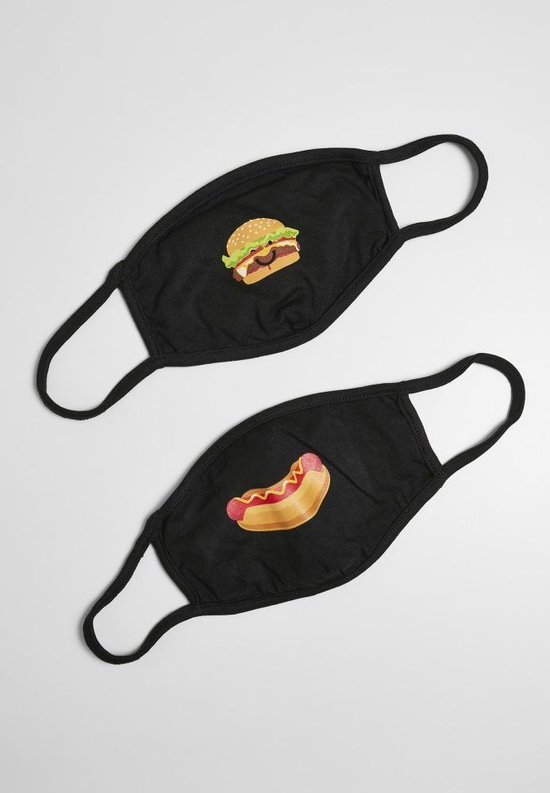 Mister Tee - Burger and Hot Dog 2-Pack Masker - Zwart