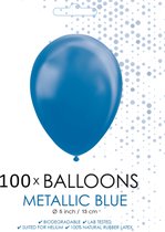100 Kleine ballonnen metallic blauw.
