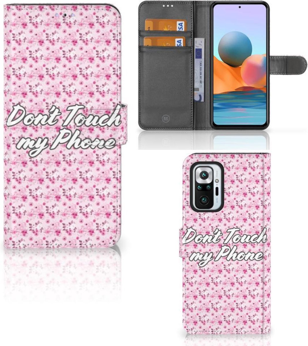 Xiaomi Redmi Note 10 Pro Portemonnee Hoesje Flowers Pink DTMP