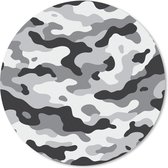 Muismat Gecamoufleerd - Zwart-wit camouflage patroon Muismat rond - 20x20 cm - Muismat met foto