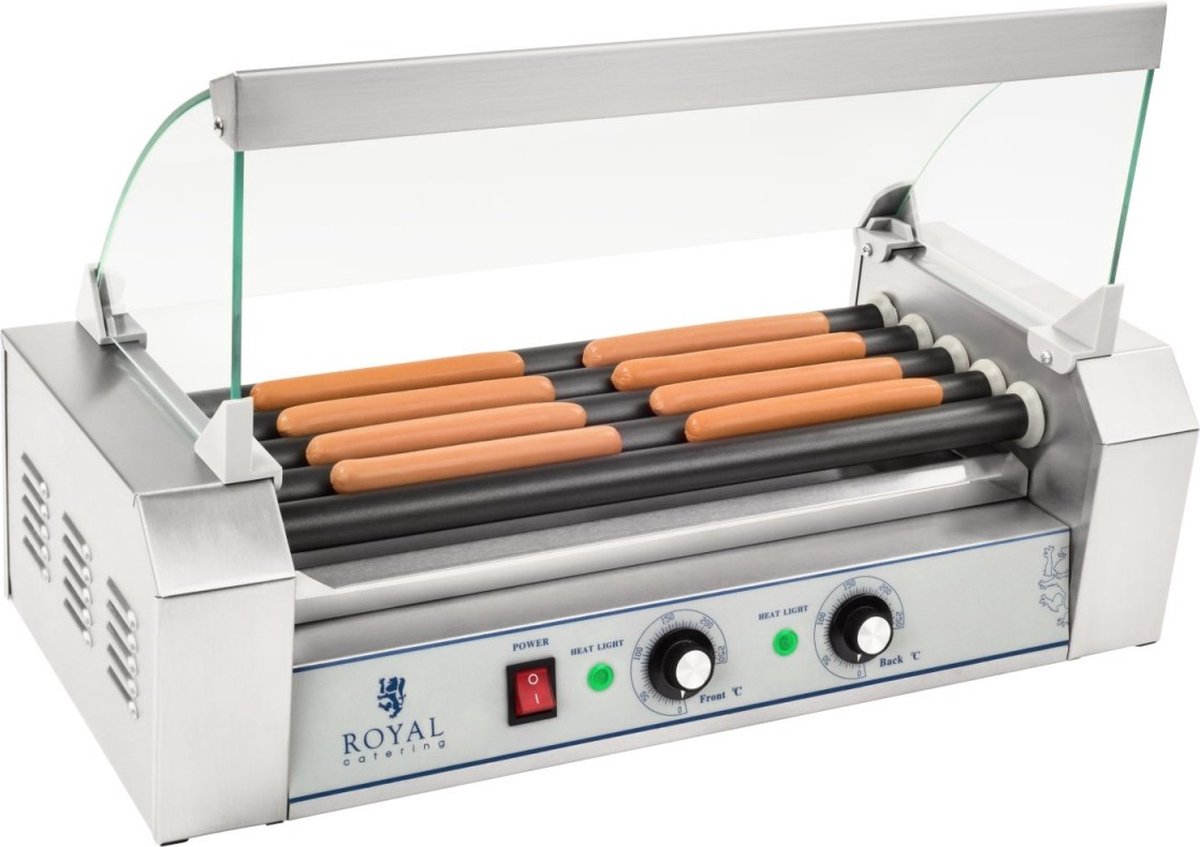 Royal Catering Hotdog Grill 5 rollers Teflon