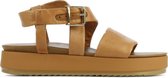 Lina Locchi Sandalen Dames / Damesschoenen - Leer - Plateauhak hoogte 4 cm - L1061 - Cognac - Maat 40