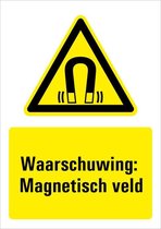 Bord met tekst waarschuwing magnetisch veld - kunststof W006 210 x 297 mm
