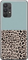 Samsung Galaxy A32 4G hoesje siliconen - Luipaard mint - Soft Case Telefoonhoesje - Luipaardprint - Blauw