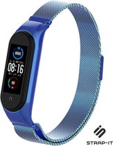 Milanees Smartwatch bandje - Geschikt voor Xiaomi Mi Band 5 / 6 Milanese band - blauw - Strap-it Horlogeband / Polsband / Armband