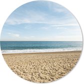 Muismat Tropische stranden - Voetafdrukken in het zand bij een tropisch strand Muismat rond - 20x20 cm - Muismat met foto