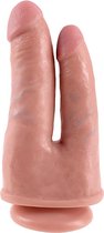 Pipedream King Cock Dubbele Dildo Double Penetrator met Zuignap - 22cm - beige