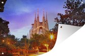 Affiche de jardin de la cathédrale de la Sagrada Familia au crépuscule de Barcelona 60x40 cm - petit - Toile de jardin / Toile d'extérieur / Peintures pour l'extérieur (décoration de jardin)