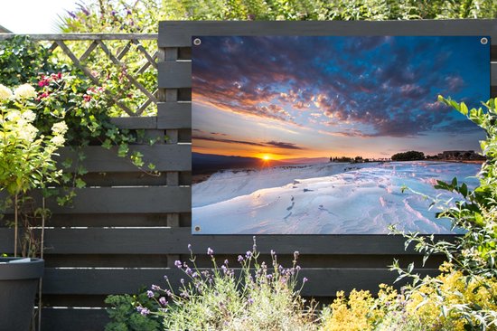 Affiche de jardin Ciel coloré sur Pamukkale en Turquie 120x80 cm - Toile de jardin / Toile d'extérieur / Peintures pour l'extérieur (décoration de jardin)