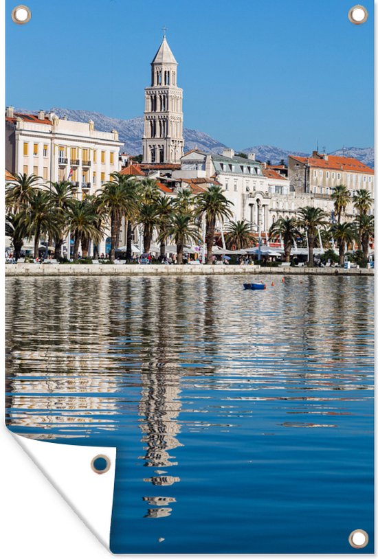 Tuindecoratie Weerspiegeling van het Paleis van Diocletianus in het water - 40x60 cm - Tuinposter - Tuindoek - Buitenposter