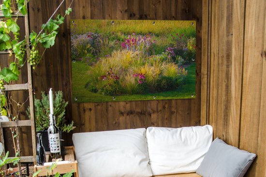 Herbe ornementale avec fleurs colorées 120x80 cm