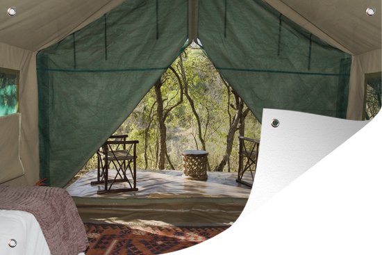 Tuinposter - Tuindoek - Tuinposters buiten - De binnenkant van een safari-tent - 120x80 cm - Tuin