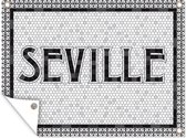 Illustration du nom de la ville Séville en affiche de jardin de style mosaïque 40x30 cm - petit - Toile de jardin / Toile d'extérieur / Peintures pour l'extérieur (décoration de jardin)