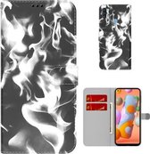 Voor Samsung Galaxy A11/M11 EU Versie Cloud Fog Patroon Horizontale Flip Lederen Case met Houder & Kaartsleuf & Portemonnee (Zwart)