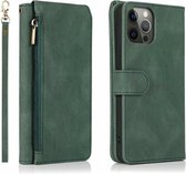 Samsung Galaxy A71 Bookcase hoesje met rits- Magneetsluiting Pasjeshouder Kunstleer Flipcase Hoesje - Samsung Galaxy A71 - Groen