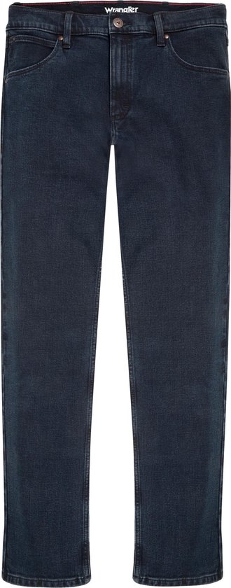 Een donkerblauwe regular fit jeans voor heren, recht model.