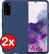 Samsung Galaxy S20 Hoesje Siliconen Case Cover - Samsung S20 Hoesje Cover Hoes Siliconen - Donker blauw - 2 PACK