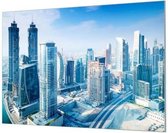 Wandpaneel Dubai Skyline  | 150 x 100  CM | Zilver frame | Wandgeschroefd (19 mm)