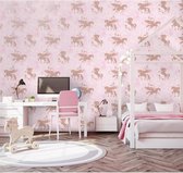 Dutch Wallcoverings - Over The Rainbow- Unicorns Pink/Gold