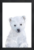 JUNIQE - Poster in houten lijst Kleine ijsbeer illustratie -30x45 /Wit