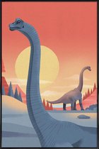 JUNIQE - Poster in kunststof lijst Brachiosaurus -40x60 /Blauw &
