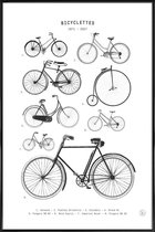 JUNIQE - Poster in kunststof lijst Bicyclettes -20x30 /Wit & Zwart