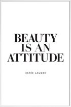 JUNIQE - Poster met kunststof lijst Beauty is - Citaat van Estée