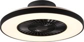 LED Plafondlamp met Ventilator - Plafondventilator - Nitron Halma - 40W - Aanpasbare Kleur - Rond - Mat Zwart - Kunststof