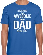 Awesome new dad - t-shirt blauw voor heren - Aanstaande vader/ papa cadeau S