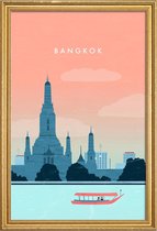 JUNIQE - Poster met houten lijst Bangkok - retro -13x18 /Roze &