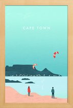 JUNIQE - Poster in houten lijst Retro Kaapstad -20x30 /Turkoois