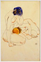 JUNIQE - Poster in kunststof lijst Schiele - Two Friends -30x45 /Ivoor