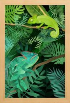 JUNIQE - Poster in houten lijst Chameleons -30x45 /Groen