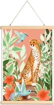 JUNIQE - Posterhanger Tropic Cheetah -30x45 /Groen & Oranje