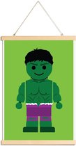 JUNIQE - Posterhanger Hulk Toy -40x60 /Groen & Paars