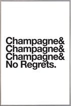 JUNIQE - Poster met kunststof lijst Champagne & Regrets -40x60 /Wit &