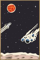 JUNIQE - Poster met kunststof lijst Space Rocket -13x18 /Zwart