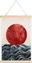 JUNIQE - Posterhanger Sunrise in Japan -20x30 /Blauw & Ivoor