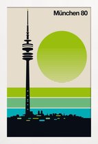JUNIQE - Poster in houten lijst Vintage München 80 -20x30 /Groen &