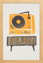 JUNIQE - Poster in houten lijst Vinyl Junkie -40x60 /Grijs & Oranje