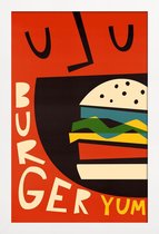 JUNIQE - Poster in houten lijst Yum Burger -30x45 /Geel & Oranje