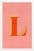 JUNIQE - Poster met houten lijst Red L -13x18 /Rood & Roze