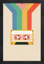 JUNIQE - Poster in houten lijst Retro Tape -40x60 /Kleurrijk