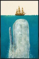 JUNIQE - Poster in kunststof lijst Walvis kinder-illustratie -30x45