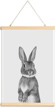 JUNIQE - Posterhanger Paws & Claws	Bunny -60x90 /Wit & Zwart