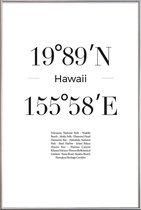 JUNIQE - Poster met kunststof lijst Hawaii -20x30 /Wit & Zwart