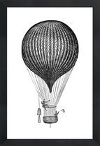 JUNIQE - Poster in houten lijst Air Balloon -30x45 /Wit & Zwart